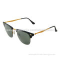 Retro fashion acetate front with metal temple sunglasses with 100% UV protection